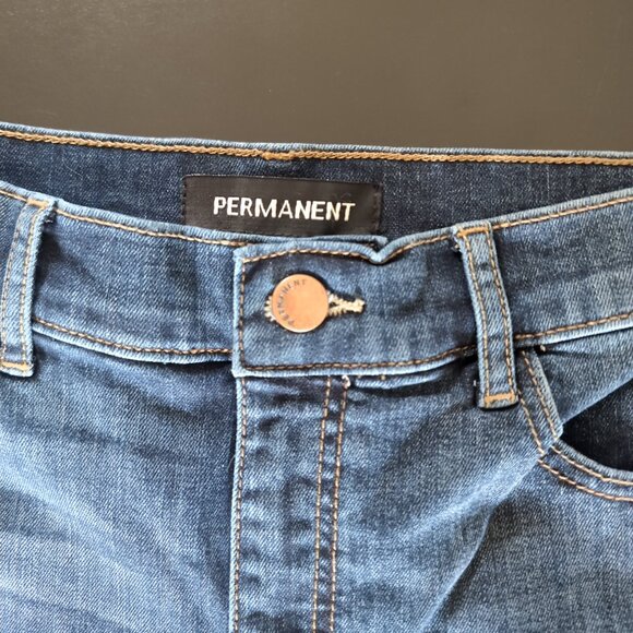 EUC Permanent Wide Leg Crop Jeans Women's Size 6 Dark Wash Whiskered - Picture 3 of 8